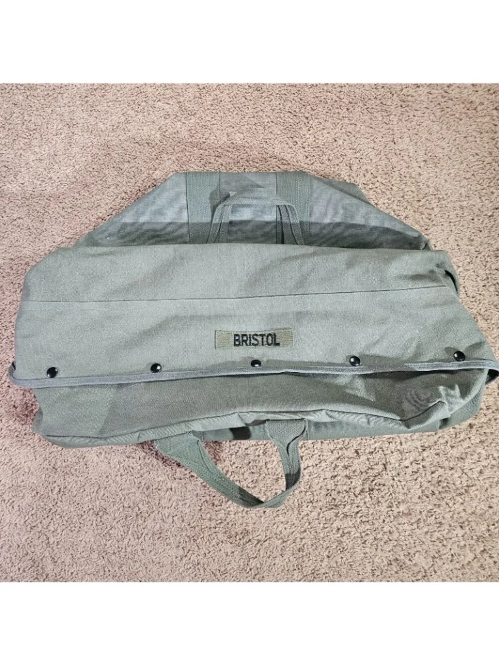 Vintage US Army Flyers Kit Bag Canvas Duffel Zipper Bristol Name Patch 80s